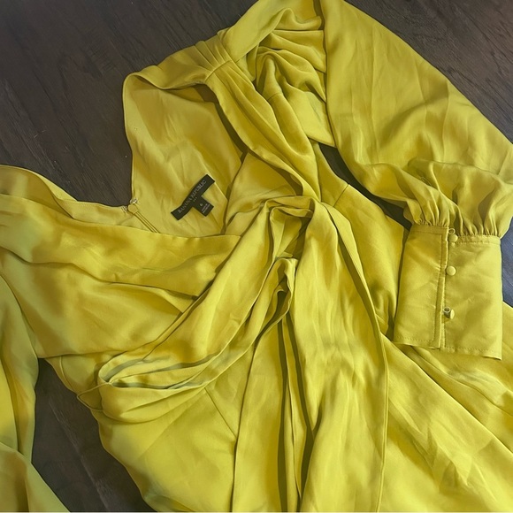 Banana Republic Yellow Satin Dress Size 6 Wedding Guest Look - Picture 6 of 8